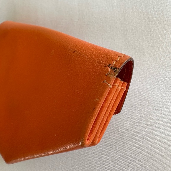 Authentic HERMES Luvan Cattle Veau Barenia Leather Wallet Coin Purse Orange 👛 - Picture 6 of 12